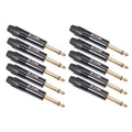 10 PCS TC202 6.35mm Enchufe adaptador de audio de soldadura de sonido mono chapado en oro
