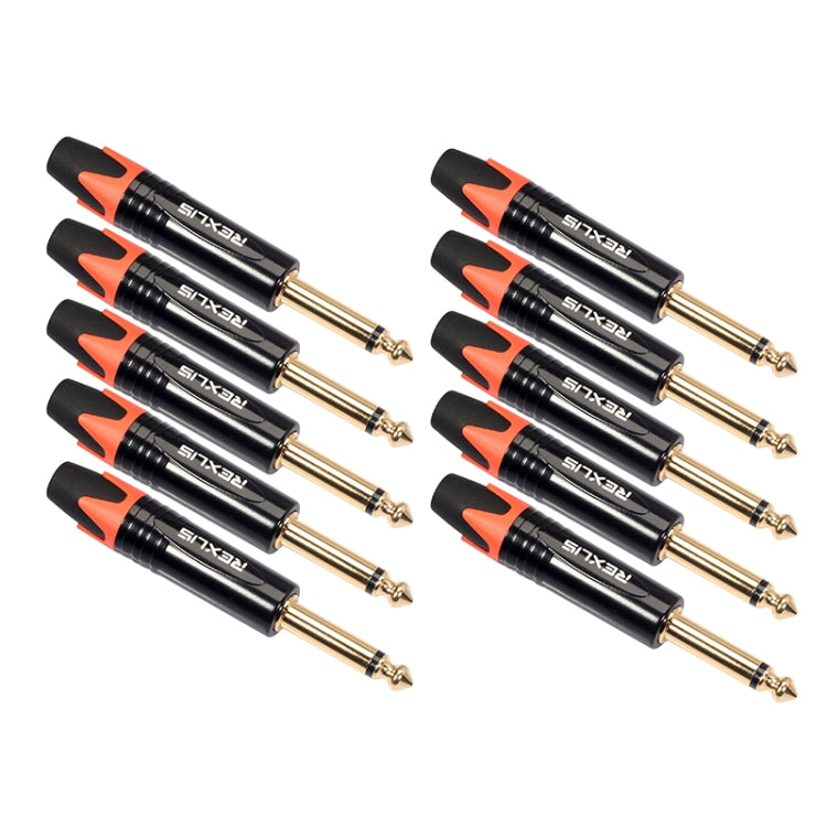10 PCS TC202 6.35mm Enchufe adaptador de audio de soldadura de sonido mono chapado en oro
