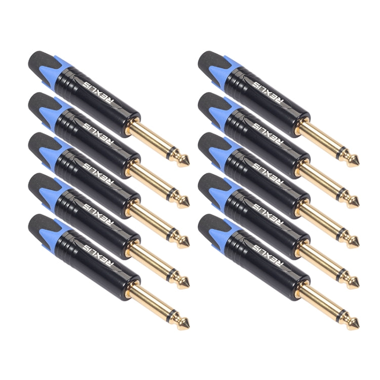 10 PCS TC202 6.35mm Enchufe adaptador de audio de soldadura de sonido mono chapado en oro