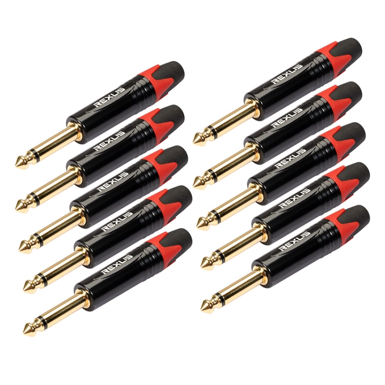 10 PCS TC202 6.35mm Enchufe adaptador de audio de soldadura de sonido mono chapado en oro