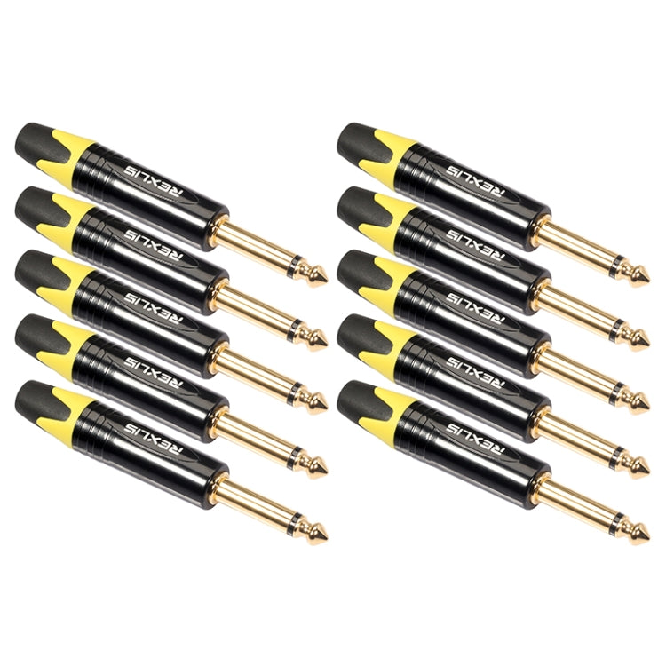 10 PCS TC202 6.35mm Enchufe adaptador de audio de soldadura de sonido mono chapado en oro