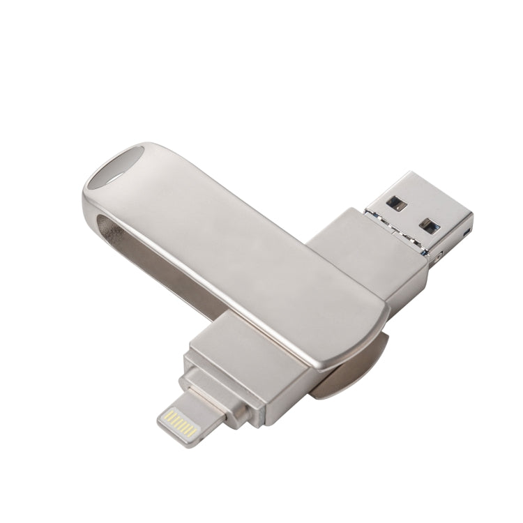 Richwell 3 en 1 16G Micro USB + 8 pines + USB 3.0 Disco flash push-pull giratorio de metal con función OTG, 16G