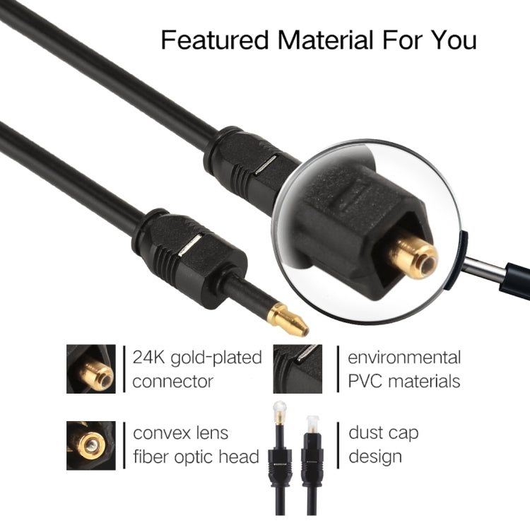 Cable de audio óptico digital Toslink macho de 5 m OD4.0 mm a mini Toslink macho de 3,5 mm, 5m