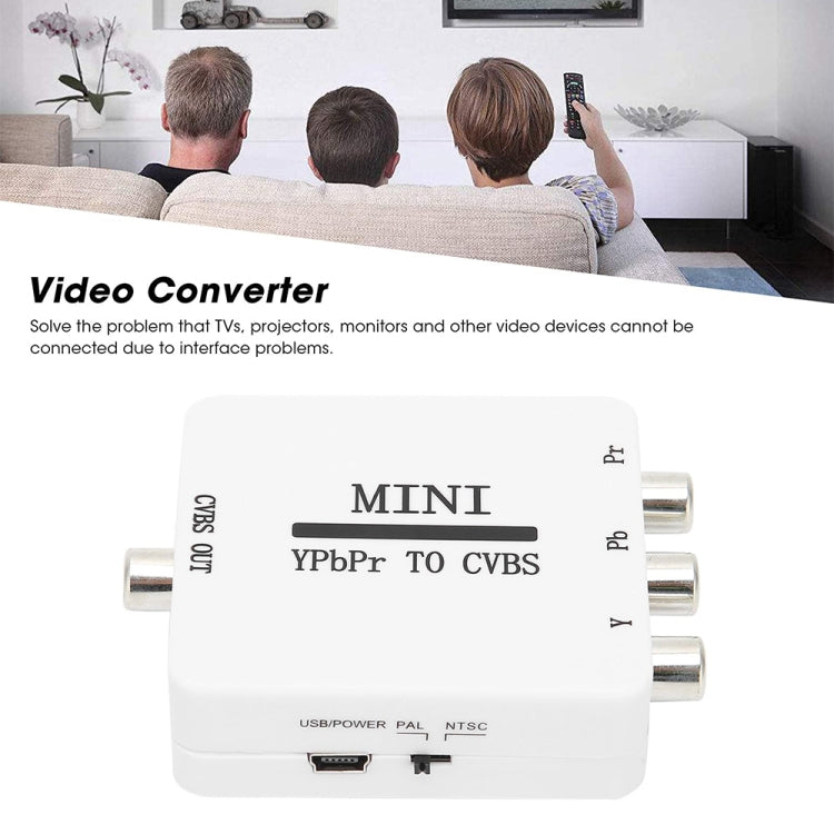 Mini YPBPR a CVBS Video Converter Componente Adaptador AV para TV / Proyector / Monitor