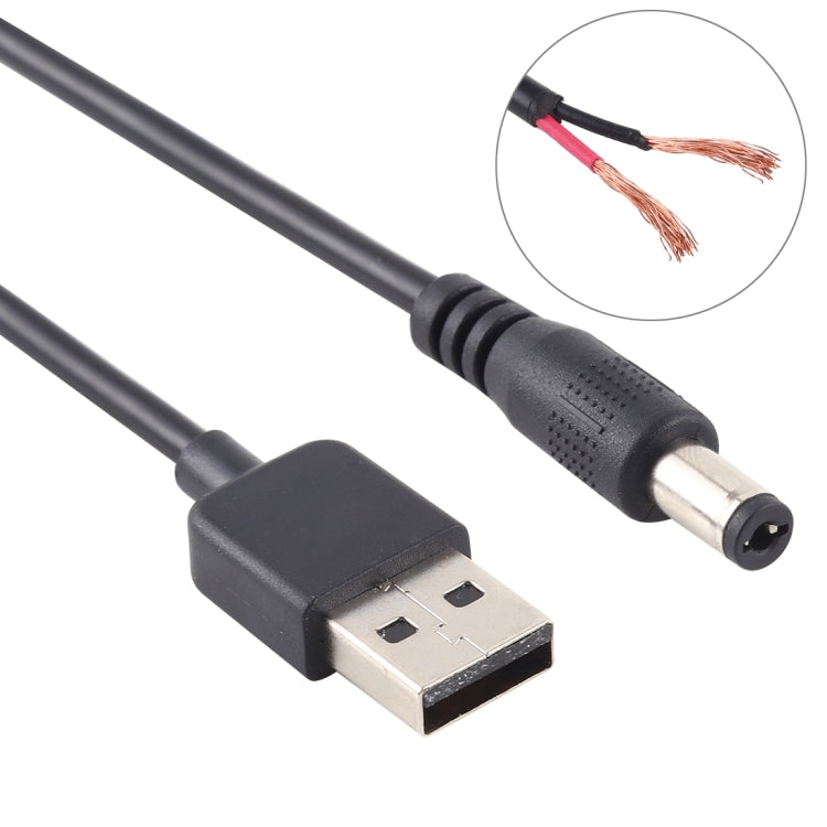 Cable de enchufe de alimentación de CC de 3 A USB a 5,5 x 2,1 mm, longitud: 1 m, USB to DC 5.5x2.1mm