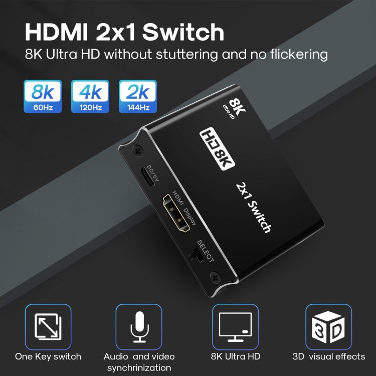 Conmutador unidireccional NK-W80 8K UHD HDMI 2X1, NK-W80