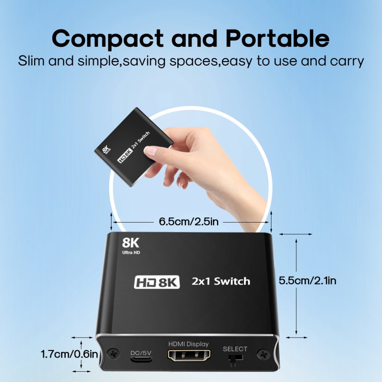 Conmutador unidireccional NK-W80 8K UHD HDMI 2X1, NK-W80