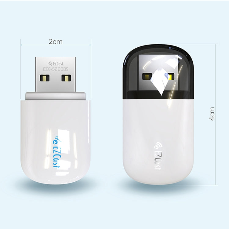 EZCast EZC-5200BS Adaptador inalámbrico WiFi de doble banda de 600 Mbps + Bluetooth USB 2.0