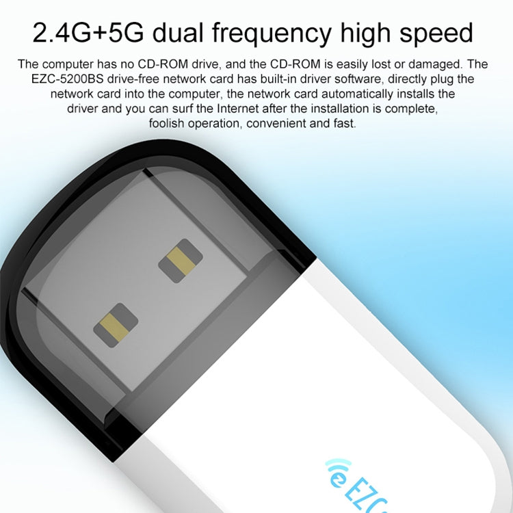 EZCast EZC-5200BS Adaptador inalámbrico WiFi de doble banda de 600 Mbps + Bluetooth USB 2.0