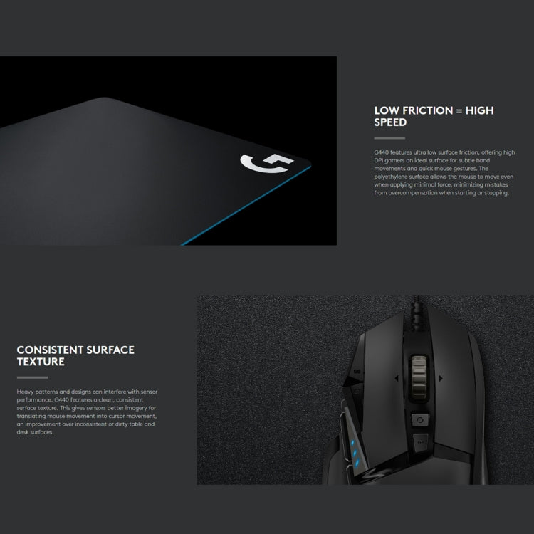 Alfombrilla de ratón para juegos Logitech G440 Hard E-sport, tamaño: 34 x 28 cm, G440 Hard
