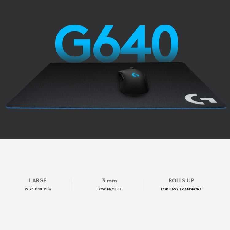 Alfombrilla de ratón para juegos E-sport suave de tela Logitech G640, tamaño: 46 x 40 cm, G640 Cloth Soft