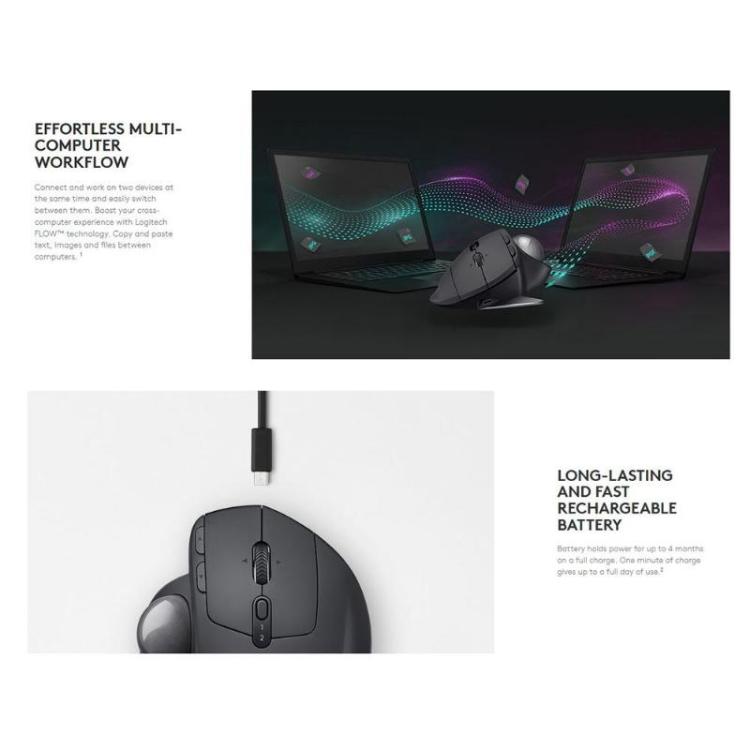 Logitech MX ERGO 440DPI Bluetooth + Ratón óptico trackball inalámbrico de modo dual unificador, MX ERGO S