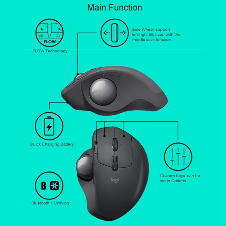 Logitech MX ERGO 440DPI Bluetooth + Ratón óptico trackball inalámbrico de modo dual unificador, MX ERGO S