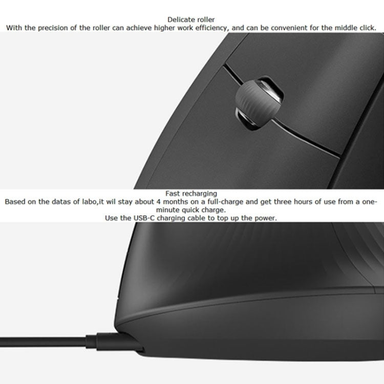 Logitech MX Vertical 4000DPI USB-C / Type-C + Unifying + Bluetooth Ratón óptico vertical inalámbrico ergonómico de tres modos, MX Vertical