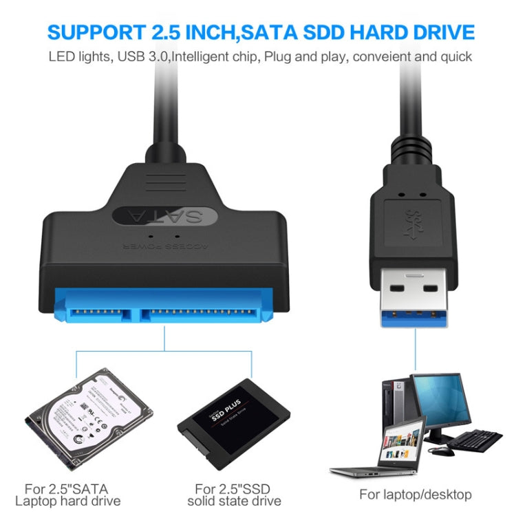 Adaptador de cable profesional SATA a USB 3.0 Conector de expansión de disco duro SSD de 2,5 pulgadas, 2.5 inch