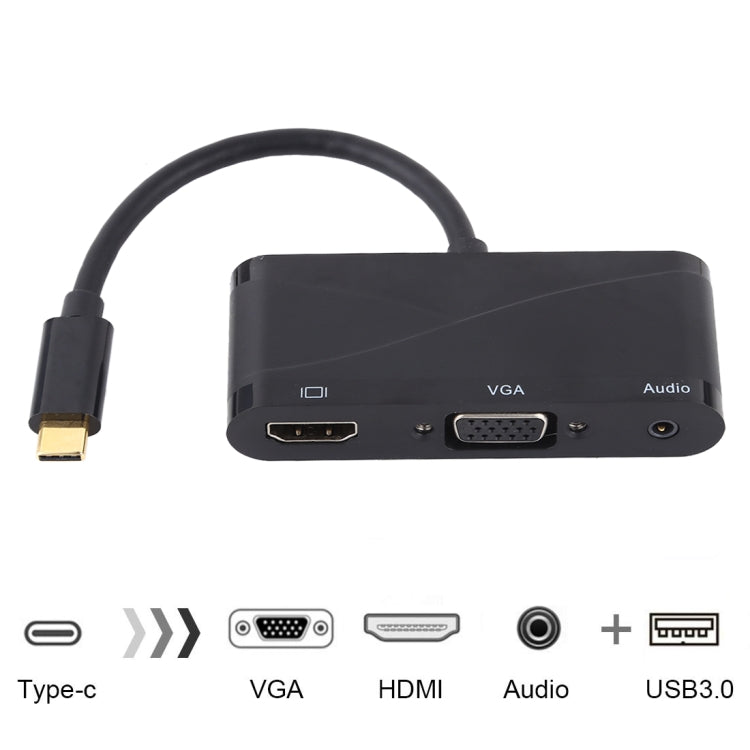 USB 2.0 + Puerto de Audio + VGA + Adaptador HUB HDMI a USB-C / Tipo-C, Black, White
