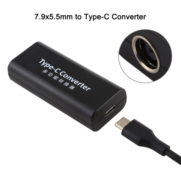 Adaptador de conector de alimentación hembra DC de 7,9 x 5,5 mm a USB-C/tipo C hembra con cable USB-C/tipo C de 15 cm, 7.9x5.5mm