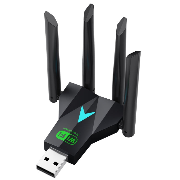 Tarjeta de red inalámbrica 5G de 1300 Mbps, receptor WiFi USB sin controlador de banda dual Gigabit, 1300Mbps 5G