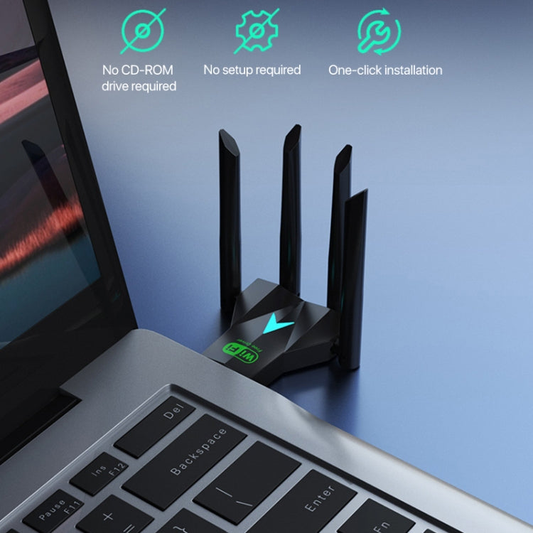 Tarjeta de red inalámbrica 5G de 1300 Mbps, receptor WiFi USB sin controlador de banda dual Gigabit, 1300Mbps 5G