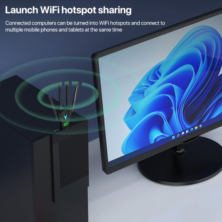 Tarjeta de red inalámbrica 5G de 1300 Mbps, receptor WiFi USB sin controlador de banda dual Gigabit, 1300Mbps 5G