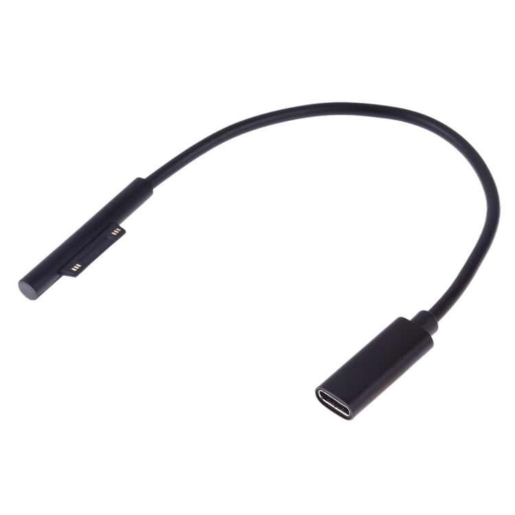Cable de carga rápida PD para computadora portátil USB-C / Type-C hembra a macho de 6 pines para Microsoft Surface Pro 9/8/7/6/5/4/3, longitud del cable: 0,2 m, Pro 9 / 8 / 7 / 6 / 5 / 4 / 3 to USB-C / Type-C Female Black                               ...