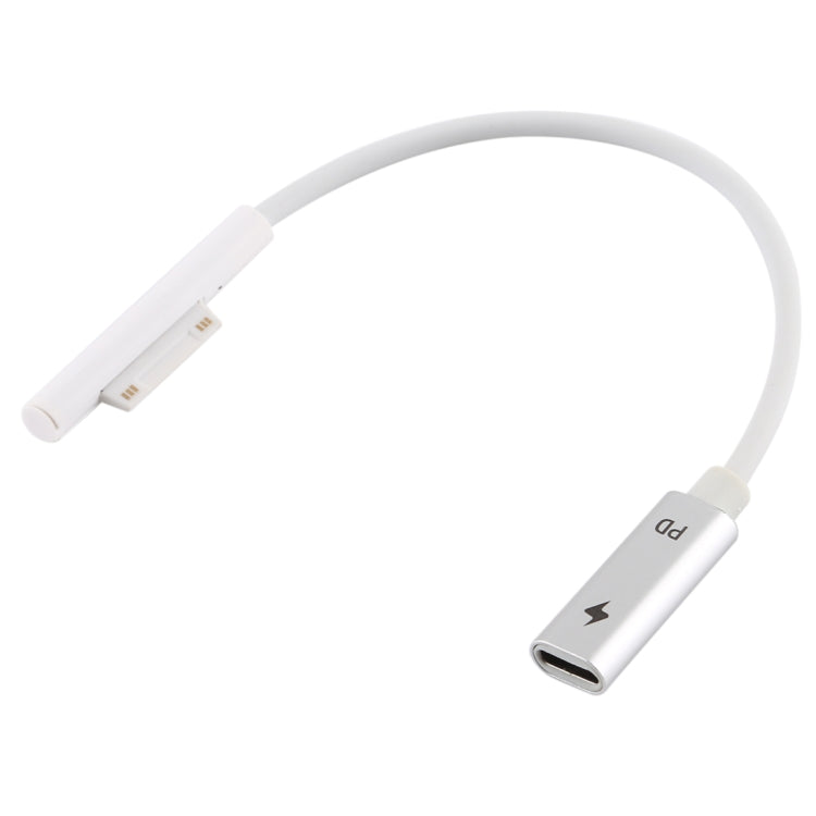 Cable de carga rápida PD para computadora portátil USB-C / Type-C hembra a macho de 6 pines para Microsoft Surface Pro 9/8/7/6/5/4/3, longitud del cable: 0,2 m, Pro 9 / 8 / 7 / 6 / 5 / 4 / 3 to USB-C / Type-C Female Black                               ...