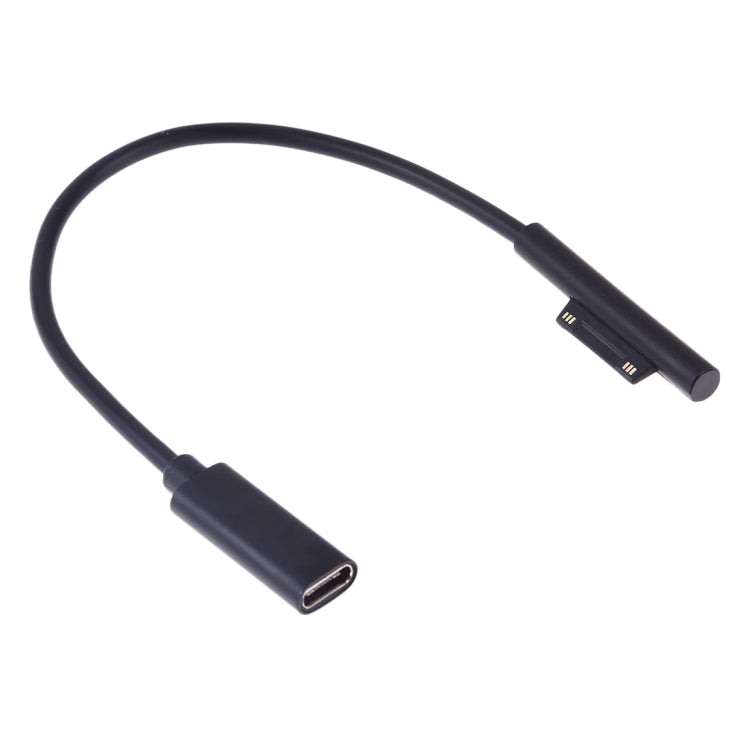 Cable de carga rápida PD para computadora portátil USB-C / Type-C hembra a macho de 6 pines para Microsoft Surface Pro 9/8/7/6/5/4/3, longitud del cable: 0,2 m, Pro 9 / 8 / 7 / 6 / 5 / 4 / 3 to USB-C / Type-C Female Black                               ...