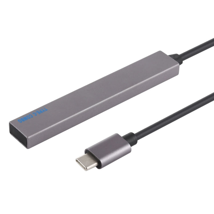 Lector de tarjetas TF T-809B + 3 puertos USB 3.0 a convertidor HUB USB-C / Type-C, longitud del cable: 13 cm