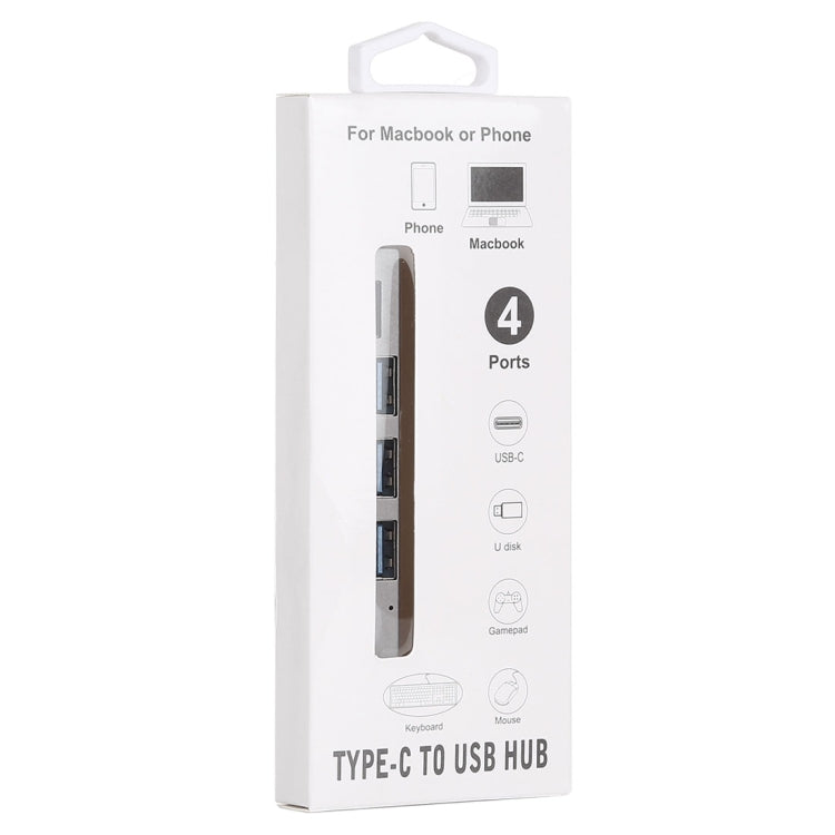 Lector de tarjetas TF T-809B + 3 puertos USB 3.0 a convertidor HUB USB-C / Type-C, longitud del cable: 13 cm