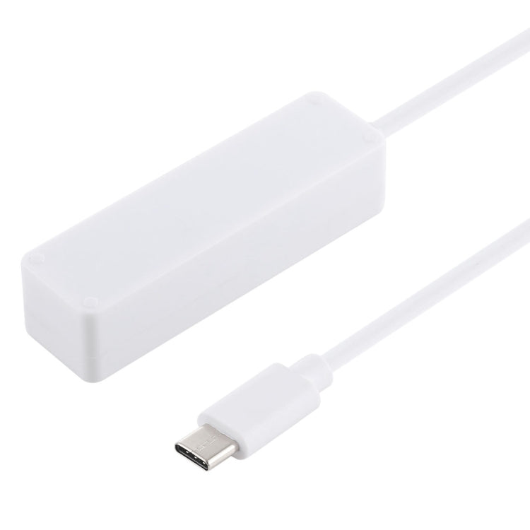 Lector de tarjetas TF / SD 2 en 1 + 3 puertos USB 3.0 a convertidor HUB USB-C / Type-C, longitud del cable: 26 cm