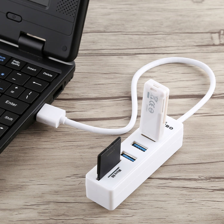 Lector de tarjetas TF / SD 2 en 1 + 3 puertos USB 3.0 a convertidor HUB USB 3.0, longitud del cable: 26 cm, USB 3.0 (Black), USB 3.0 (White)