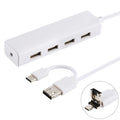 Convertidor HUB 3 en 1 USB-C / Type-C + Micro USB + 4 x USB 2.0, longitud del cable: 12 cm, 3 in 1 (White), 3 in 1 (Black)