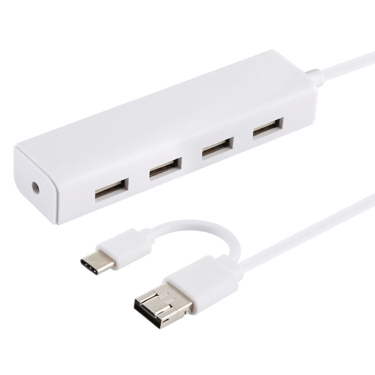 Convertidor HUB 3 en 1 USB-C / Type-C + Micro USB + 4 x USB 2.0, longitud del cable: 12 cm, 3 in 1 (White), 3 in 1 (Black)