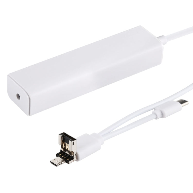 Convertidor HUB 3 en 1 USB-C / Type-C + Micro USB + 4 x USB 2.0, longitud del cable: 12 cm, 3 in 1 (White), 3 in 1 (Black)