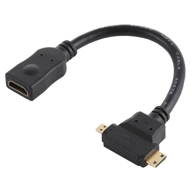 Cable HDMI hembra a Mini HDMI + Micro HDMI en forma de T, Micro HDMI