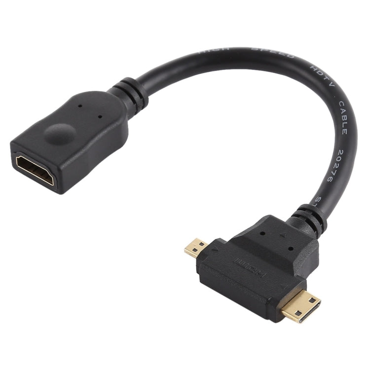 Cable HDMI hembra a Mini HDMI + Micro HDMI en forma de T, Micro HDMI