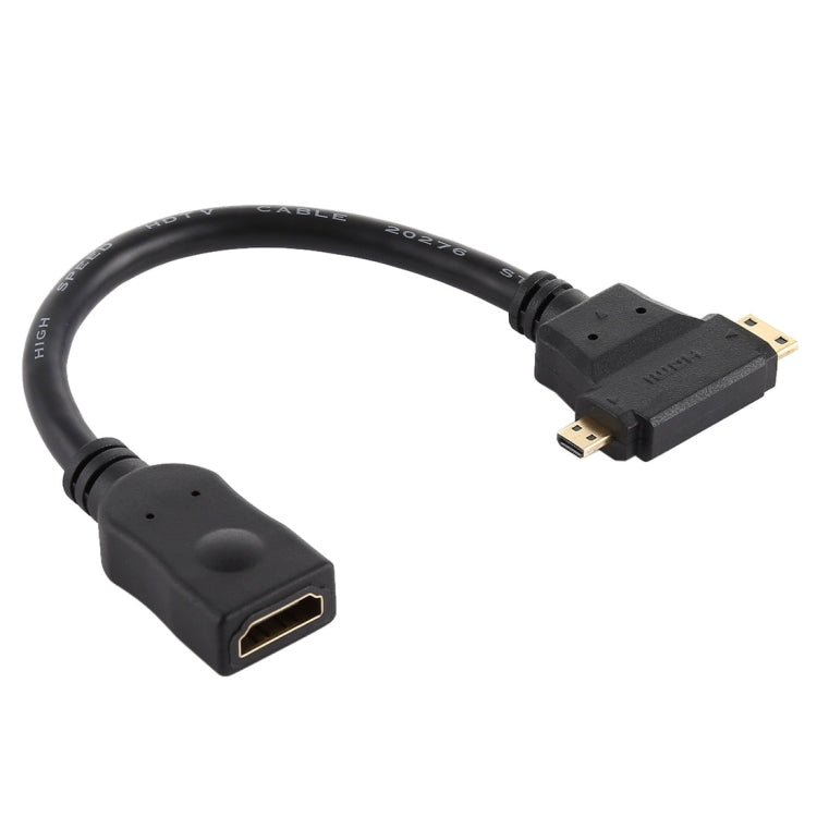 Cable HDMI hembra a Mini HDMI + Micro HDMI en forma de T, Micro HDMI