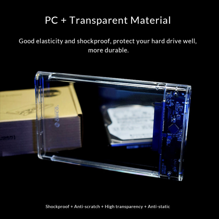 ORICO 2139C3-G2 SATA 2,5 pulgadas USB3.1 Gen2 Interfaz USB-C / Type-C Caja de disco duro transparente, capacidad de almacenamiento de soporte: 4 TB, USB 3.1 Gen2 Type-C (2.5 inch)