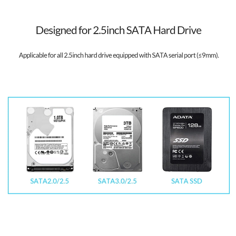 ORICO 2139C3-G2 SATA 2,5 pulgadas USB3.1 Gen2 Interfaz USB-C / Type-C Caja de disco duro transparente, capacidad de almacenamiento de soporte: 4 TB, USB 3.1 Gen2 Type-C (2.5 inch)