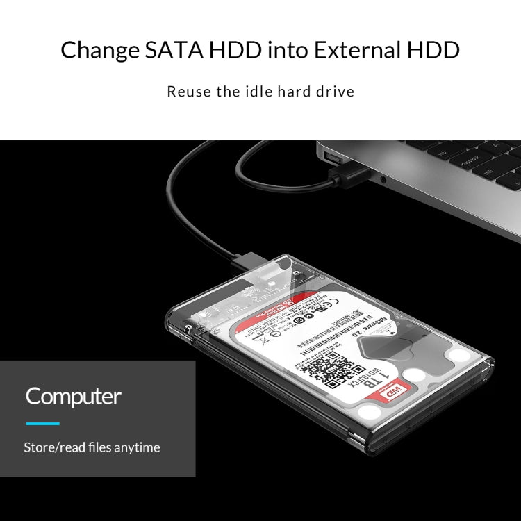 ORICO 2139C3-G2 SATA 2,5 pulgadas USB3.1 Gen2 Interfaz USB-C / Type-C Caja de disco duro transparente, capacidad de almacenamiento de soporte: 4 TB, USB 3.1 Gen2 Type-C (2.5 inch)