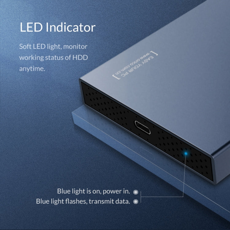 ORICO 2518C3-G2 Caja de disco duro de aleación de aluminio con interfaz USB-C / Type-C SATA a USB3.1 Gen2 de 2,5 pulgadas, capacidad de soporte: 4 TB