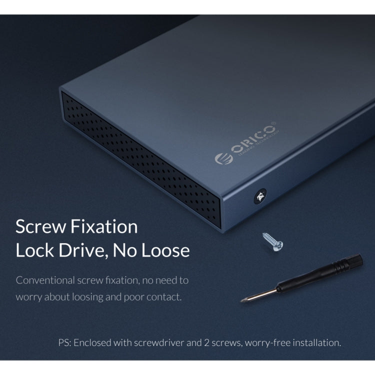 ORICO 2518C3-G2 Caja de disco duro de aleación de aluminio con interfaz USB-C / Type-C SATA a USB3.1 Gen2 de 2,5 pulgadas, capacidad de soporte: 4 TB