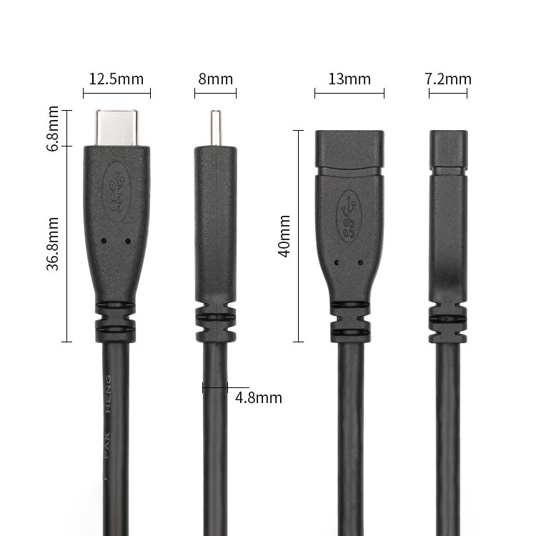 Cable adaptador USB 3.1 tipo C / USB-C macho a tipo C / USB-C hembra Gen2, longitud: 50 cm, Length: 50cm