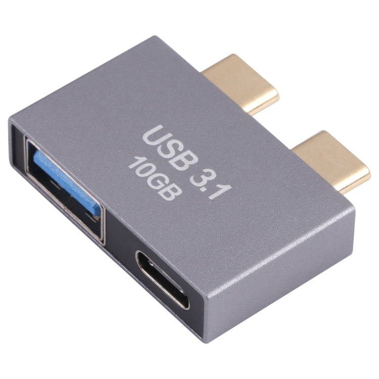 Adaptador USB hembra + USB-C/Tipo-C hembra a 2 x USB-C/Tipo-C macho, USB Female+Type-C Female to 2 x Type-C
