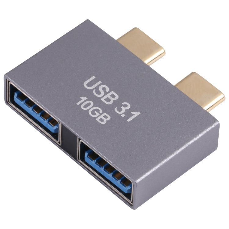 2 x USB hembra a 2 x USB-C / Adaptador macho tipo C, 2 x USB Female to 2 x Type-C Male
