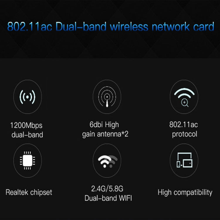 EDUP EP-9607 Tarjeta de red adaptadora inalámbrica PCI-E Express de doble banda de 1200 Mbps con 2 antenas de 6 dBi, EP-9607 1200Mbps