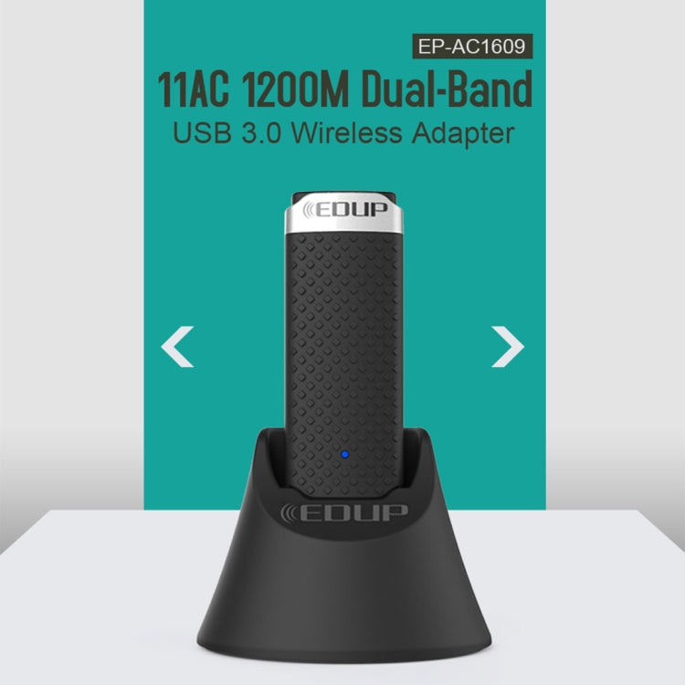 EDUP EP-AC1609 Adaptador Receptor WiFi USB 3.0 de Alta Velocidad de 1200Mbps Adaptador Ethernet con Cable Extendido de 1m y Base, EP-AC1609 1200Mbps