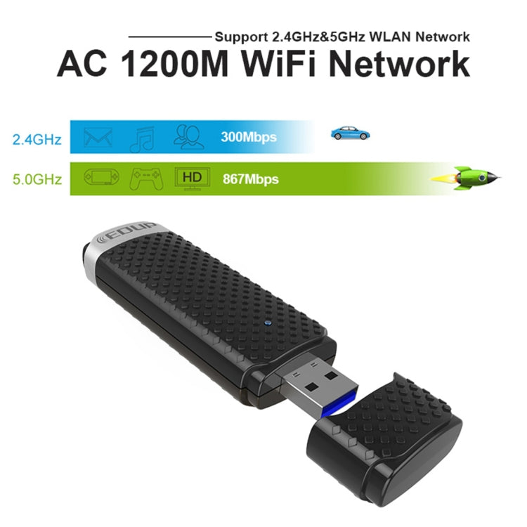 EDUP EP-AC1617 1200Mbps Adaptador WiFi USB 3.0 de alta velocidad Receptor Adaptador Ethernet, EP-AC1617 1200Mbps