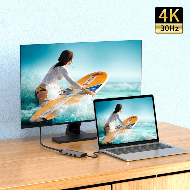 UC912 4 en 1 4K 30Hz USB 3.0 + 2 x USB 2.0 a USB-C / Type-C Adaptador HUB multifuncional, UC912 USB 3.0 + 2 x USB 2.0