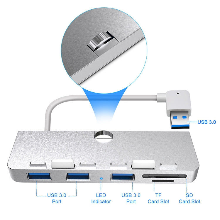 Rocketek para iMac USB3.0 x 3 + SD / TF Base de expansión HUB multifunción, USB3.0 x 3 + SD / TF